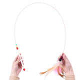 90cm Colorful Feathers Interactive Stick Toy with Bell